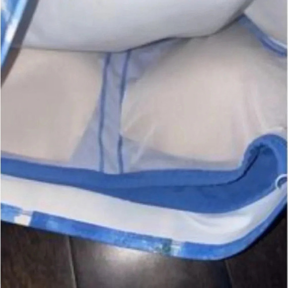 DIP  Take It Easy Printed Sports Bra Blue/Cream Size 1X Strappy Back - Picture 7 of 10